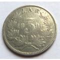 ZAR  1896 3d Three pence tiekie 0.925 Silver Coin