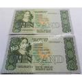 2 x Consecutive Number Stals 1st Issue R10 Notes - 1 Bid for All