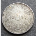 1897 ZAR 6d Sixpence- .925 Silver Coin