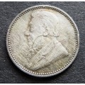 1897 ZAR 6d Sixpence- .925 Silver Coin