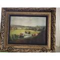 FRENCH  PAINTING LANDSCAPE IN ANTIQUE FRAME