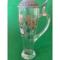 BEER STEIN CLEAR EDGED GLASS WITH LID
