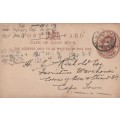 COGH Cape of Good Hope Queen Victoria - 1899 - PostCard Postal Stationery Downrated