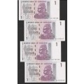 Zimbabwe - 2007 - $1 Dollar Dollars Gono - Circulated - Range AE - 6 Notes in Sequence