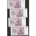 Zimbabwe - 2007 - $1 Dollar Dollars Gono - Circulated - Range AE - 16 Notes in Sequence