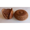 Wooden bowl and 5 coasters