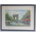 Vintage Paris Champs Elysees Arc de Triomphe print
