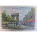 Vintage Paris Champs Elysees Arc de Triomphe print
