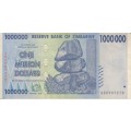 ZIMBABWE 1 MILLION DOLLARS P-77 2008 VF