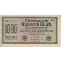 GERMANY 1000 MARK - REICHSBANKNOTE - 1922 P76f wmk-H F