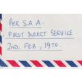 ONLY R10 - FLIGHT COVERS - AIR PHILATELY - AIRFORCE - SA TO AIRFORCE BASE LONDON 1970