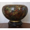 *REDUCED* Vintage Chinese Cloisonne Floral Bowl on Stand