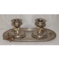 *REDUCED* Pair of EPNS Candlesticks with Bow Motif on a Tray !!REDUCED!!
