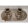 *REDUCED* Pair of EPNS Candlesticks with Bow Motif on a Tray !!REDUCED!!