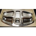 Stunning Stainless Steel Snack Tray with Gold Plated Handles