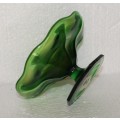 Green Carnival Glass Pedestalled Bon Bon Dish @@@ CCCRRRAAAZZZYYY R1 START!!!