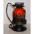 Vintage Heibi Stoneware and Wrought Iron Candle Lantern