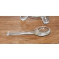 3 Legged Glass Sauce Dish with Glass Serving Spoon