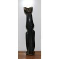 Hand Carved Wooden Cat Statue