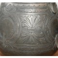 Antique Engraved Pewter Double Handled Sugar Bowl