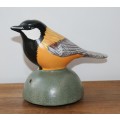 Ceramic Great Tit Bird with Battery Operated Bird Calls