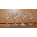 Set of 4 Grape Pattern Liquere Glasses
