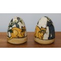 Hand Made Hand Painted Stoneware Salt and Pepper Set