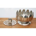 Silver Plated Candle Holder Vase with Silver Plated Frog