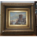Original Oil on Board Unsigned with Magnificent Oversized Frame