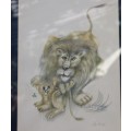 `Babies of the Bush` by Kalle Reimer 1936 - 2000 `Lion` in Stunning NEW Frame Print