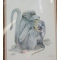 `Babies of the Bush` by Kalle Reimer 1936 - 2000 `Baboon` in Stunning NEW Frame Print