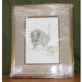 `Babies of the Bush` by Kalle Reimer 1936 - 2000 `Warthog` in Stunning NEW Frame Print