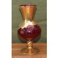 Bohemian Red Glass Vase with Twisted Stem