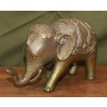 Vintage Cast Brass Indian Elephant (Leaning)