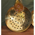 Set of 3 Brass and Wood Kitchen Utensils with Copper Rivets