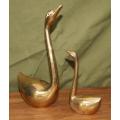 Pair of Brass Swans with Extended Necks