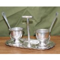 Celtic Plate Egg Cups with Spoons on Tray