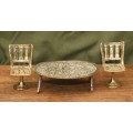 Vintage Miniature Brass Table with 2 Chairs