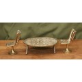 Vintage Miniature Brass Table with 2 Chairs
