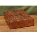 Antique Wooden Lidded Box with Brass Inlay