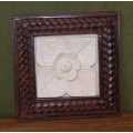 Wooden Frame with Hand Carved Sandstone Flower