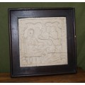 Wooden Frame with Oriental Sandstone Carving