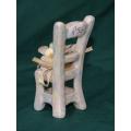 Vintage Porcelain Chair Ornament with Material Flowers