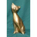 Large Vintage Brass Cat