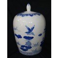 Vintage Blue and White Oriental Ginger Jar