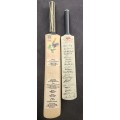 Rare and highly collectable mini world cup cricket bat and Hansie Cronje momento