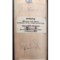 Rare and highly collectable mini world cup cricket bat and Hansie Cronje momento