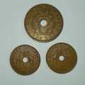 Rhodesia & Nyasaland  1963 1 penny & 2x 1964 half penny