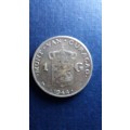 Curacao Netherlands Antilles 1944D 1 Gulden Queen Wilhelmina * 72% SILVER Coin Mintage 500 000*