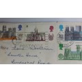 England (Kent) to South Africa Air mail 1969 letter with 4 British Cathedral stamps